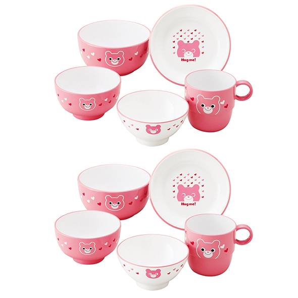 「多胎児用キッズ食器セット/ピンク&ピンク」の商品画像