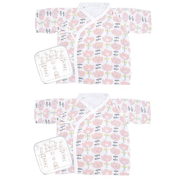 「オルネット 多胎児用短肌着&ハンカチセット/ピンク&ピンク」の商品画像