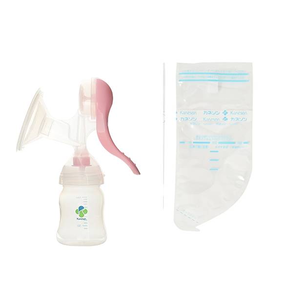 赤ちゃんファースト「カネソン さく乳器ママらくハンドα　母乳バッグセット」の画像
