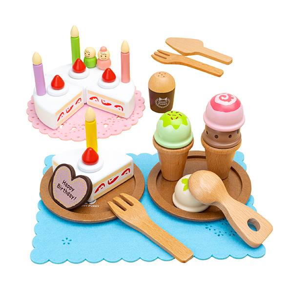 赤ちゃんファースト「ウッディプッディ はじめてのおままごとアイスとケーキのセット」の画像