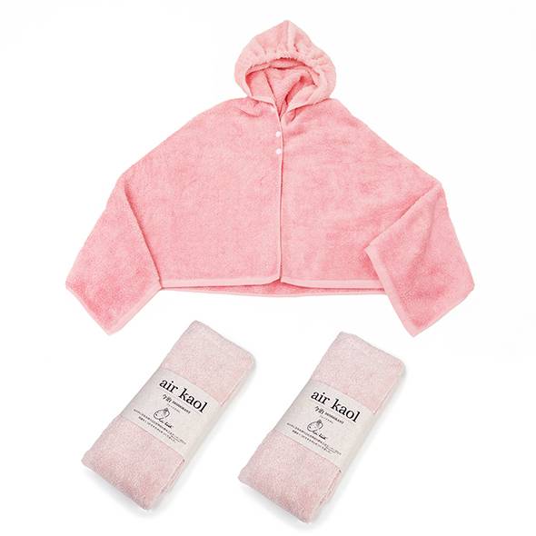 赤ちゃんファースト「エアーかおる フード付バスタオルセット/ピンク」の画像