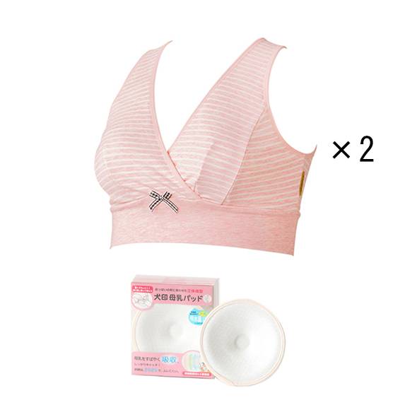 「犬印 母乳パッド&授乳ママのハーフトップ2枚セット/ピンク・Mサイズ」の商品画像
